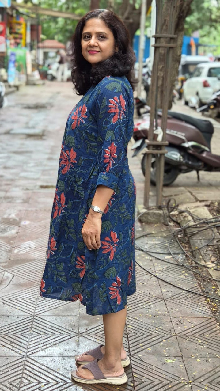 Indigo Jahota Hand block printed One Piece