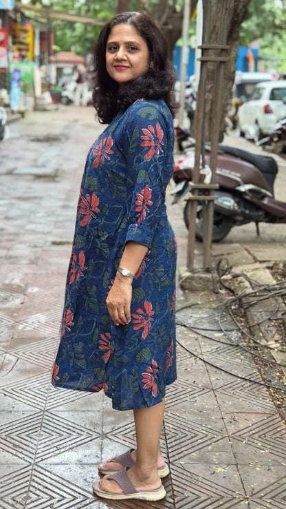 Indigo Jahota Hand block printed One Piece