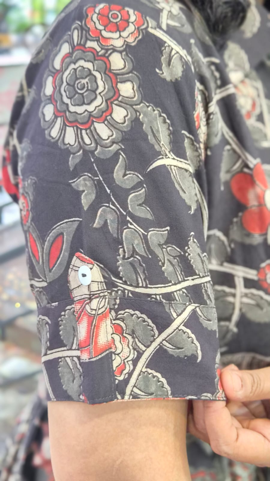 Black Pure Cotton Kalamkari  One Piece