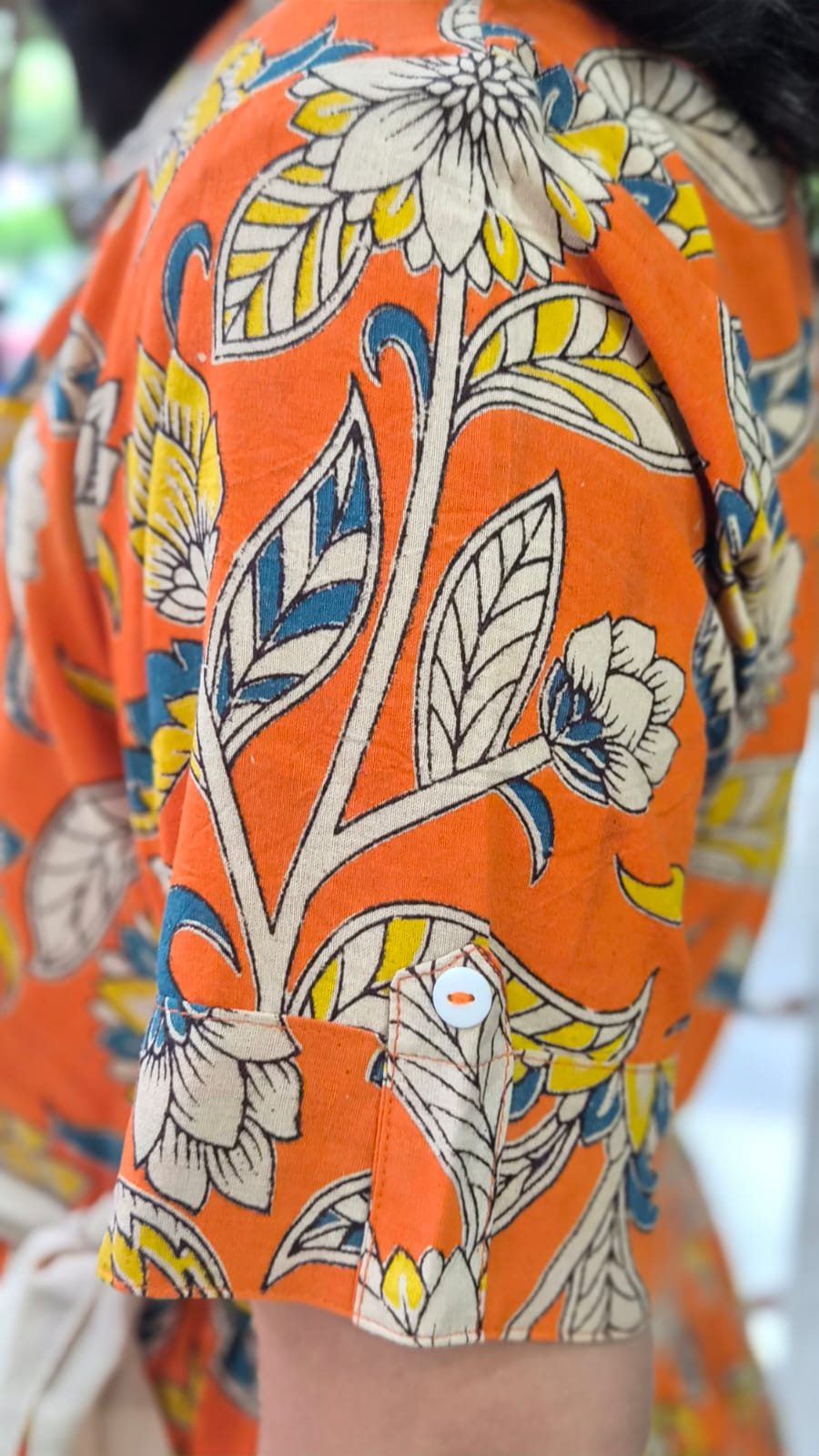 Orange Pure Cotton Kalamkari One Piece