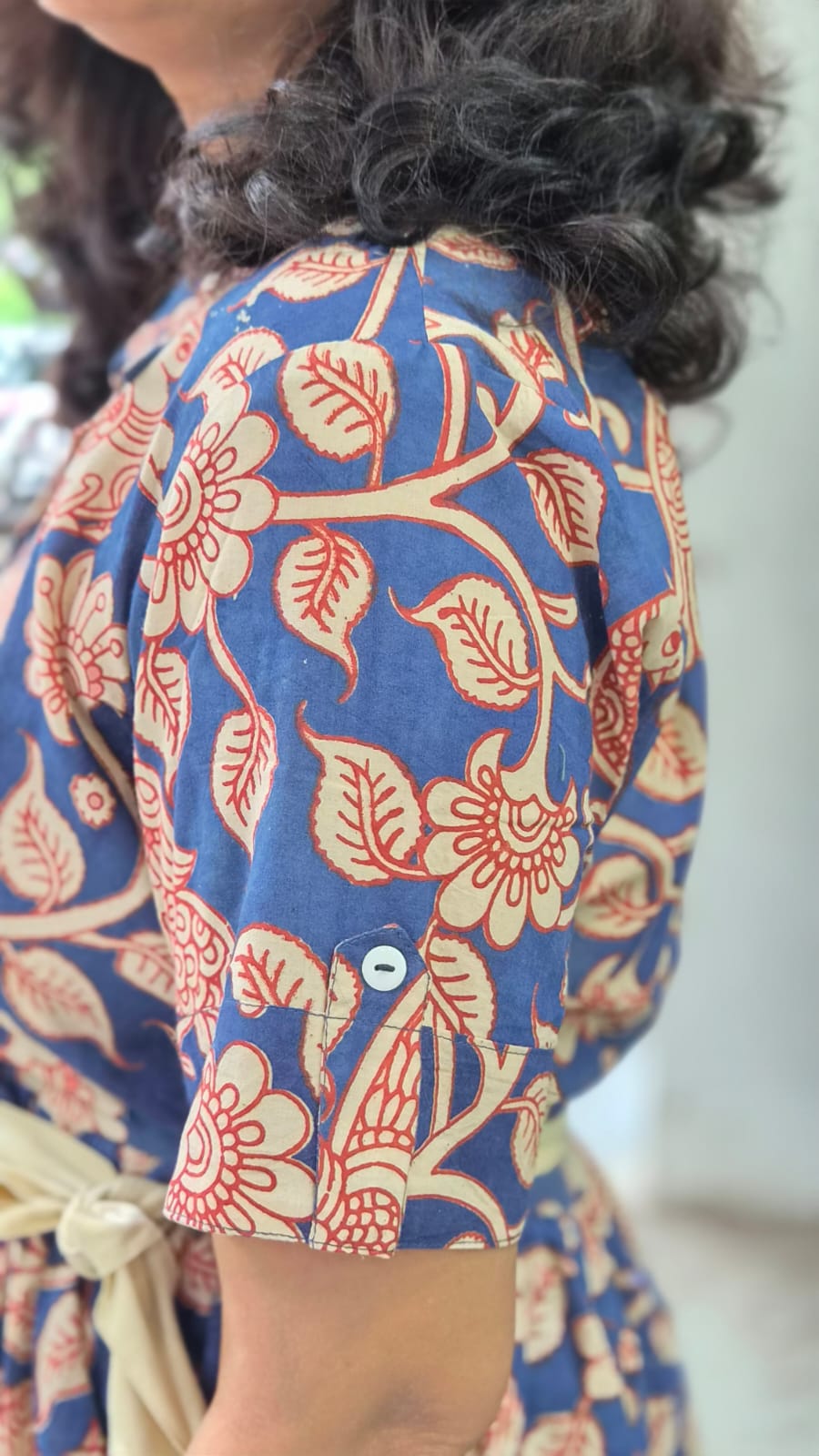 Blue Pure Cotton Kalamkari One Piece