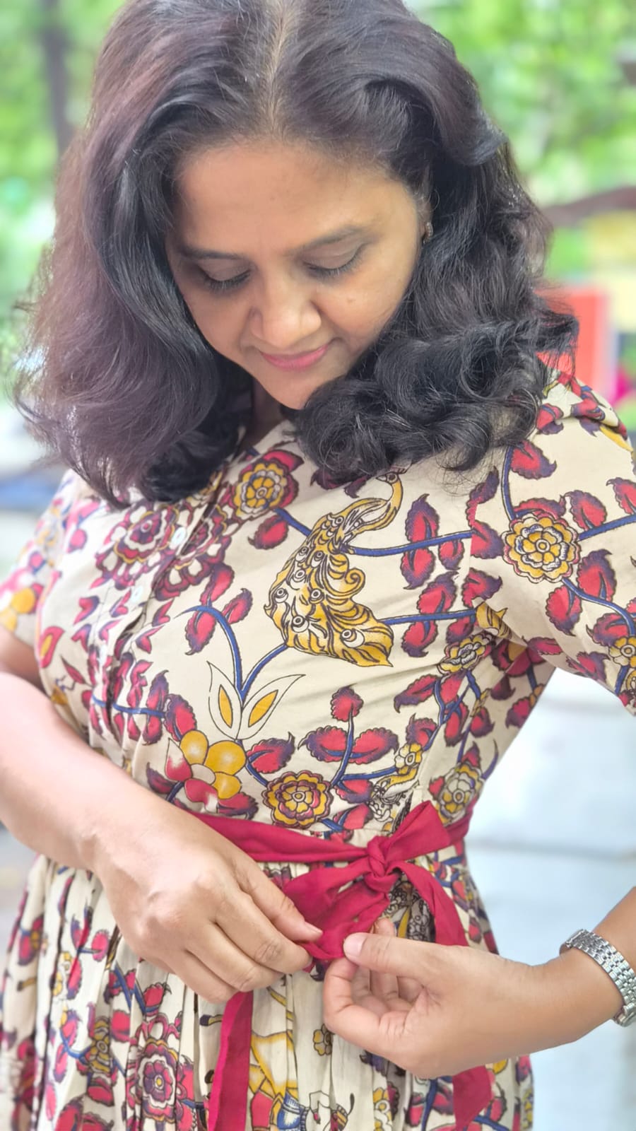 Off White Pure Cotton Kalamkari One Piece