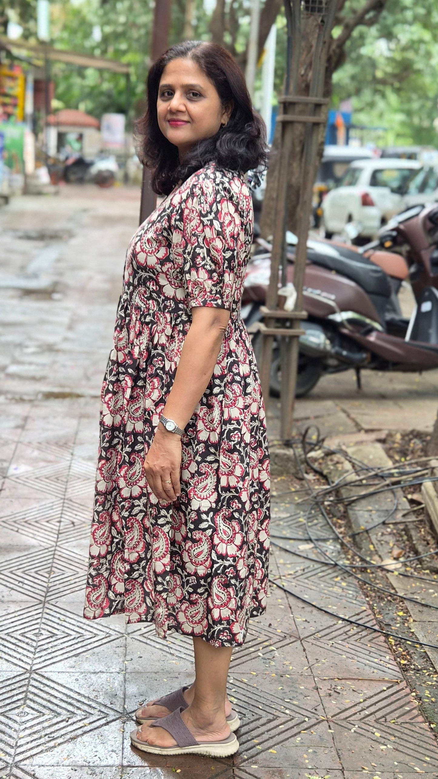 Red Block Printed One Piece