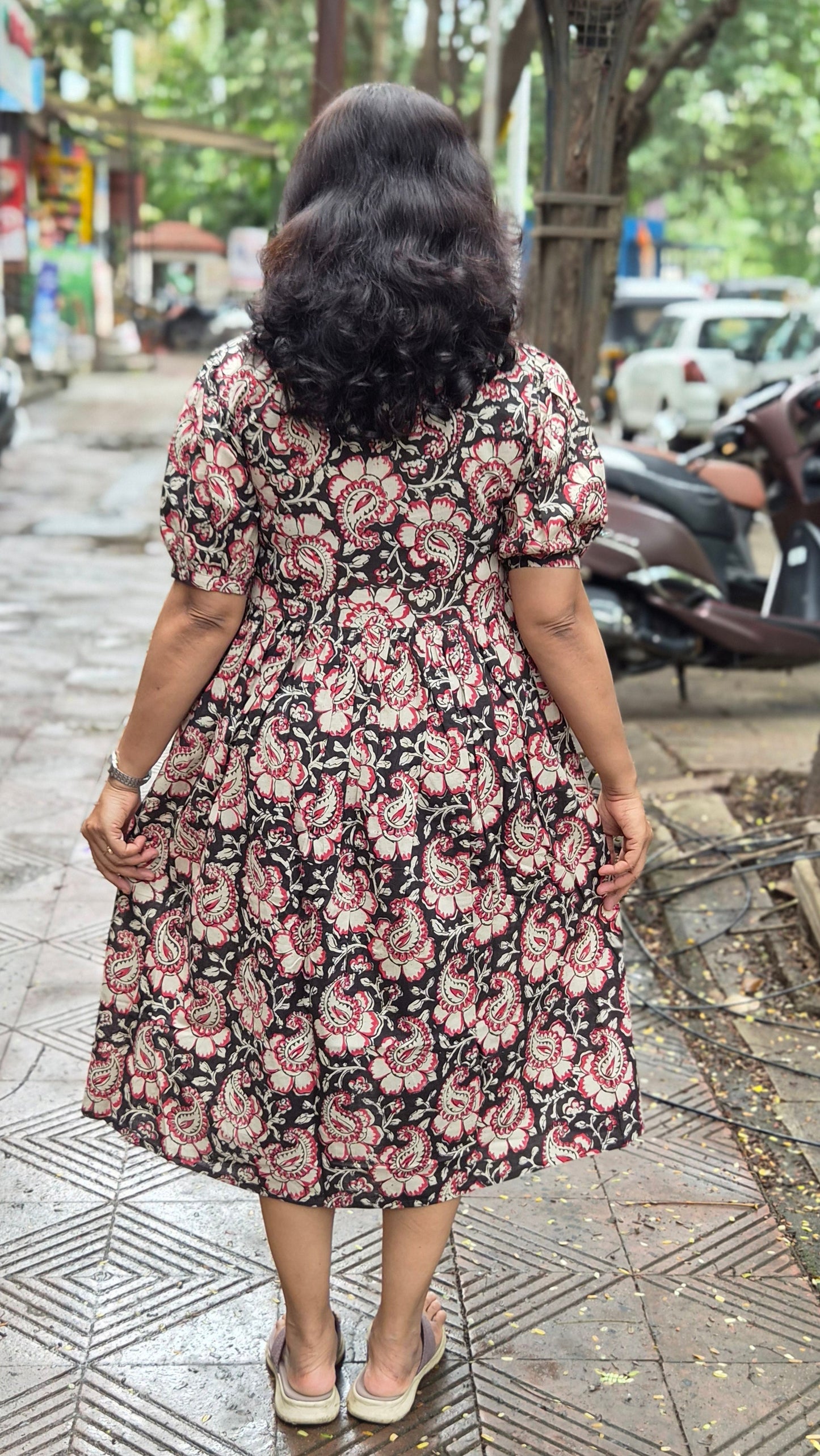 Red Block Printed One Piece