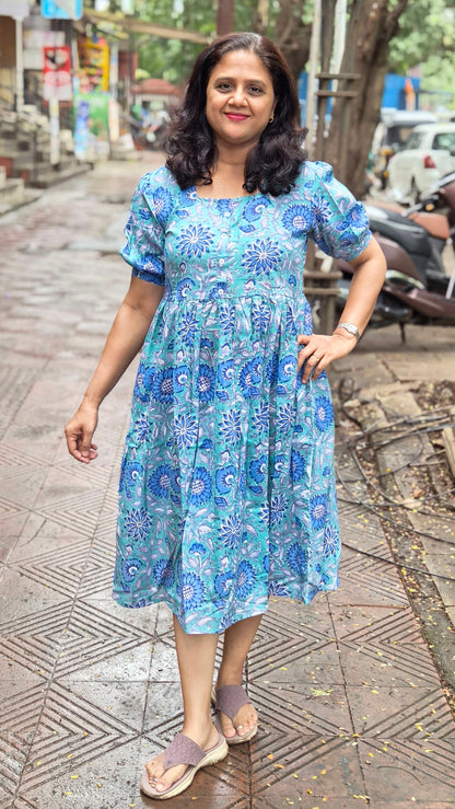 Sea Green Block Printed One Piece