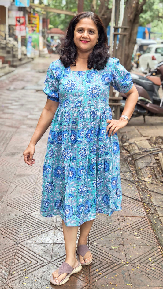 Sea Green Block Printed One Piece