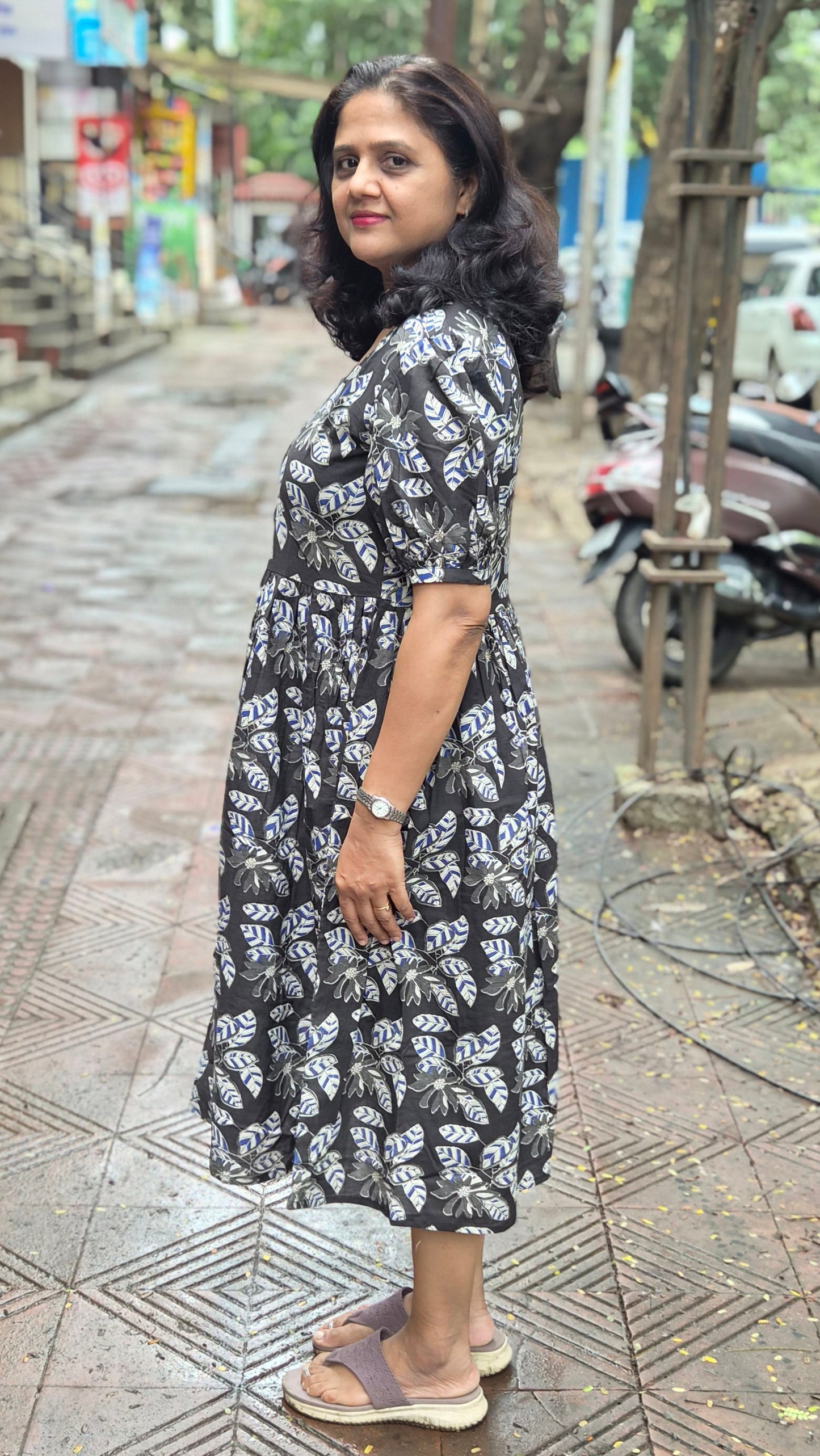 Black Block Printed One Piece