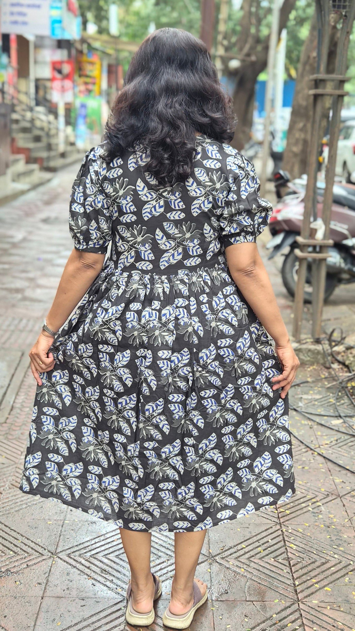 Black Block Printed One Piece