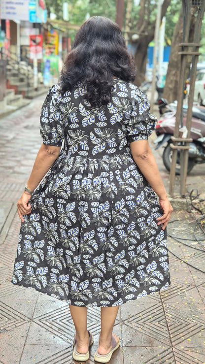 Black Block Printed One Piece