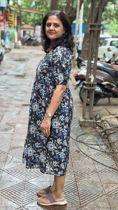 Black Block Printed One Piece