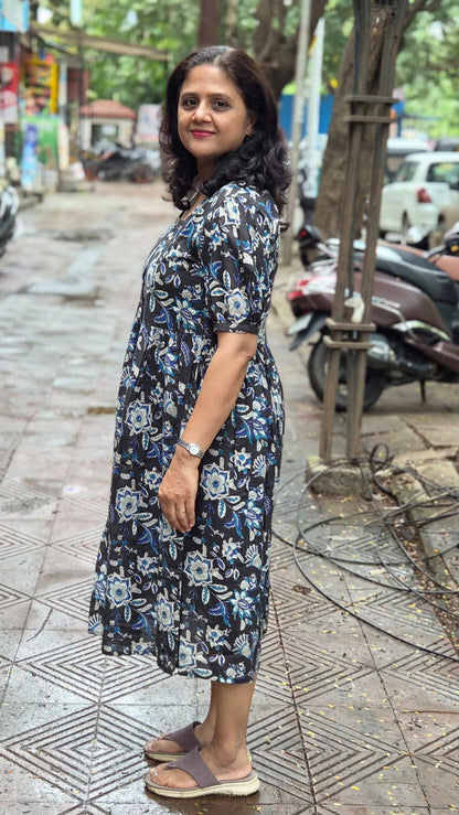 Black Block Printed One Piece
