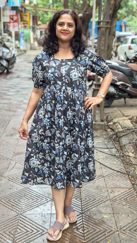 Black Block Printed One Piece