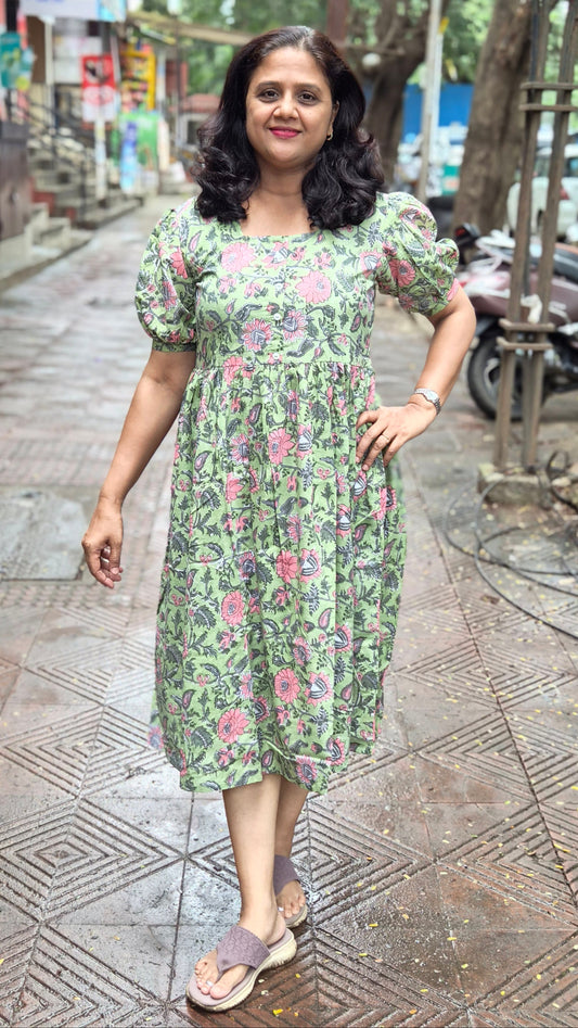 Pista Green Block Printed One Piece