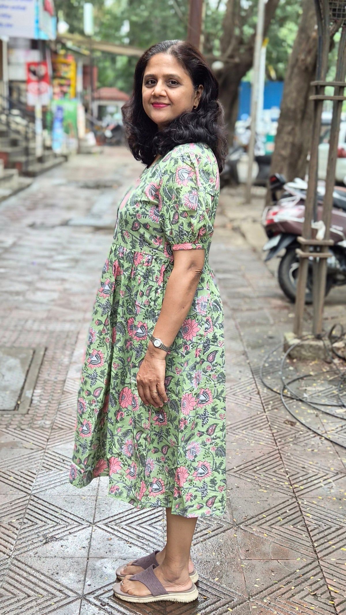 Pista Green Block Printed One Piece