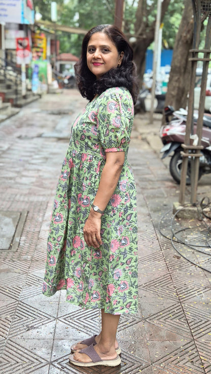 Pista Green Block Printed One Piece