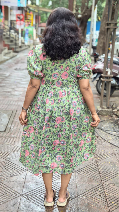 Pista Green Block Printed One Piece