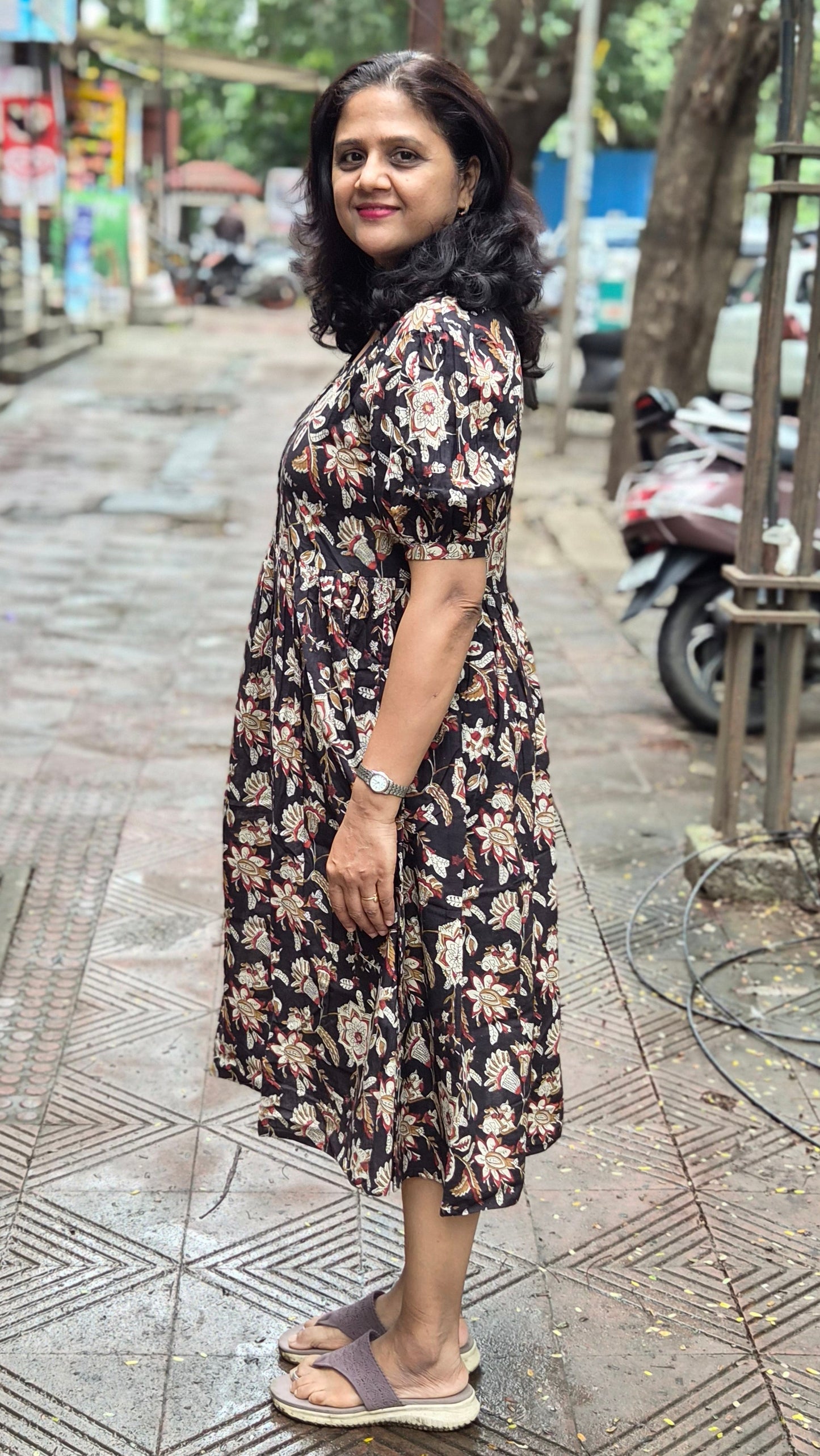 Maroon Block Printed One Piece