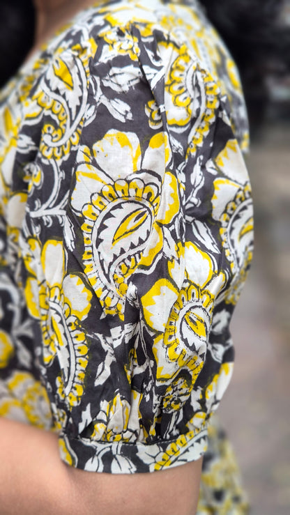 Mustard Yellow Block Printed One Piece