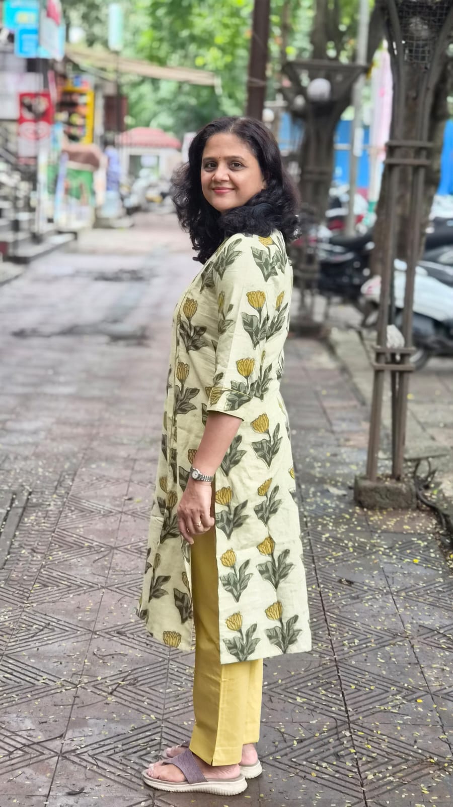 Light Mehendi Green Vanaspati Ajrakh Long Kurta