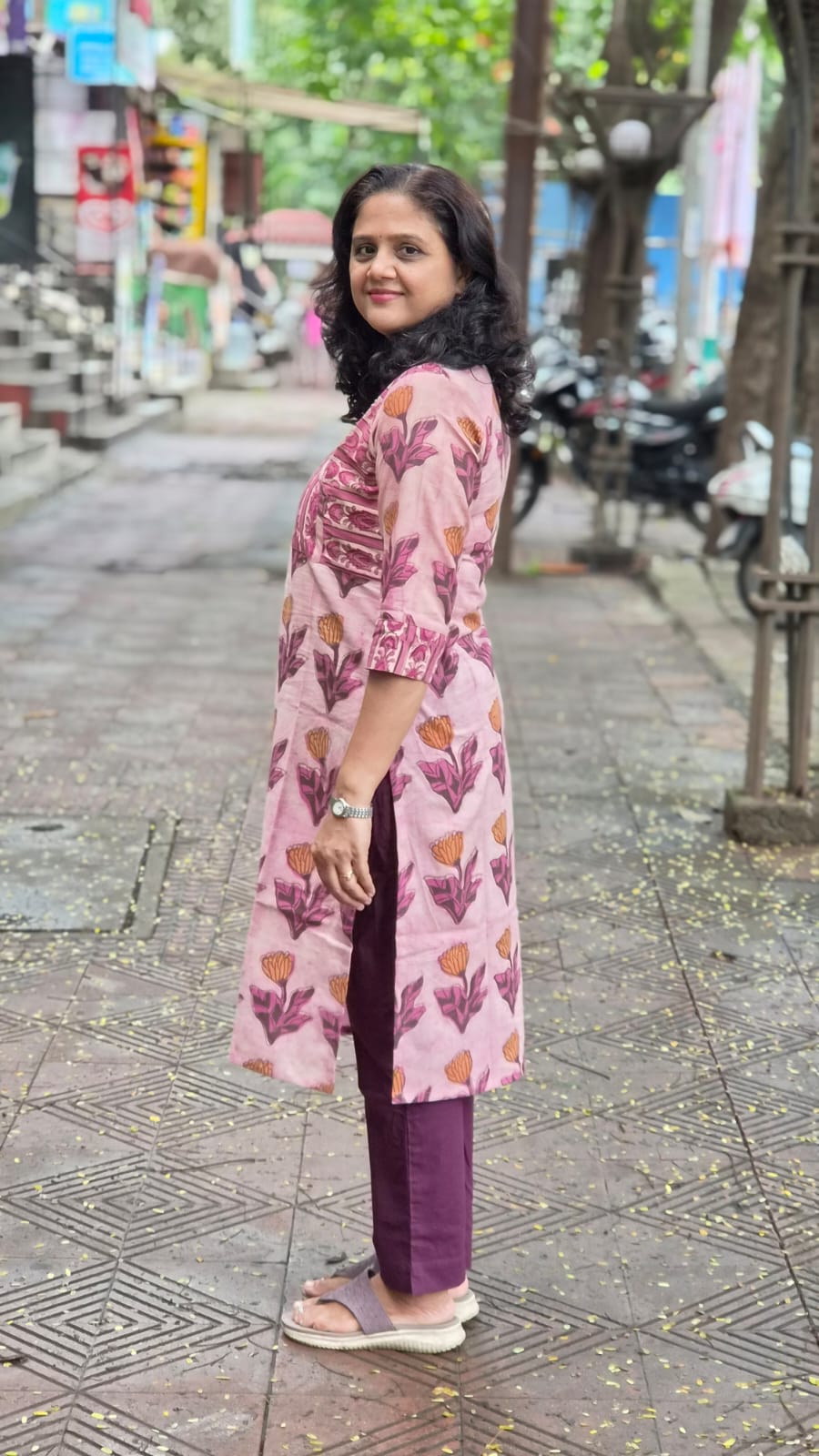 Onion Pink Vanaspati Ajrakh Long Kurta