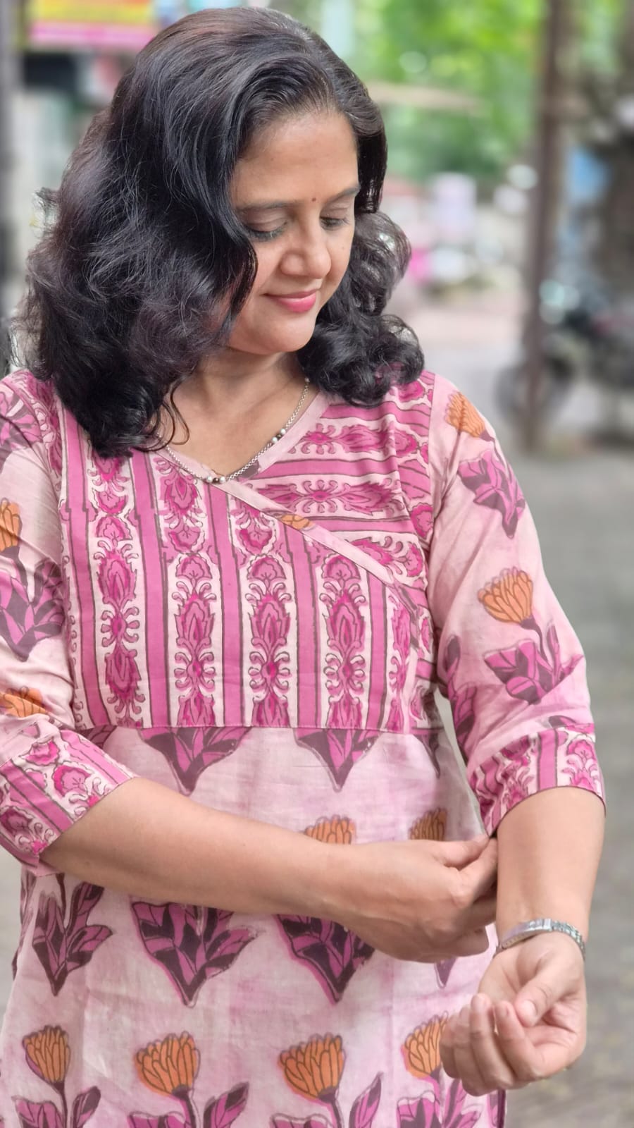 Onion Pink Vanaspati Ajrakh Long Kurta