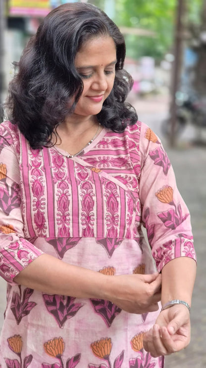Onion Pink Vanaspati Ajrakh Long Kurta