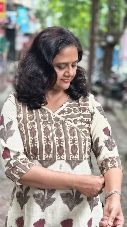 Off White Vanaspati Ajrakh Long Kurta