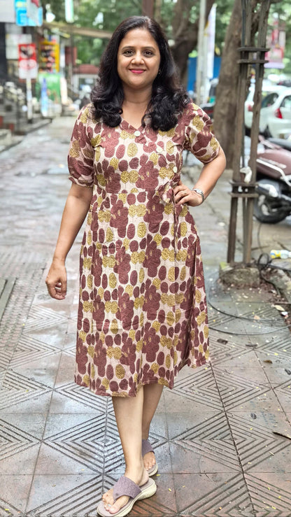 Brown Vanaspati Ajrakh Printed One Piece