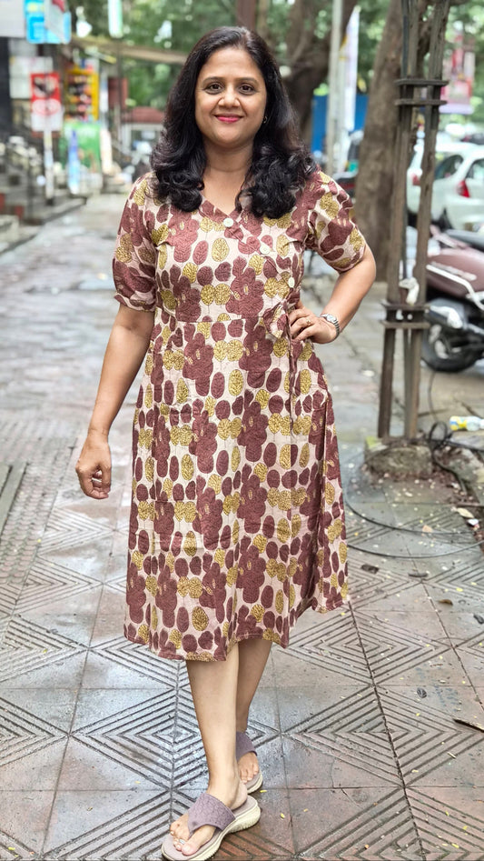 Brown Vanaspati Ajrakh Printed One Piece