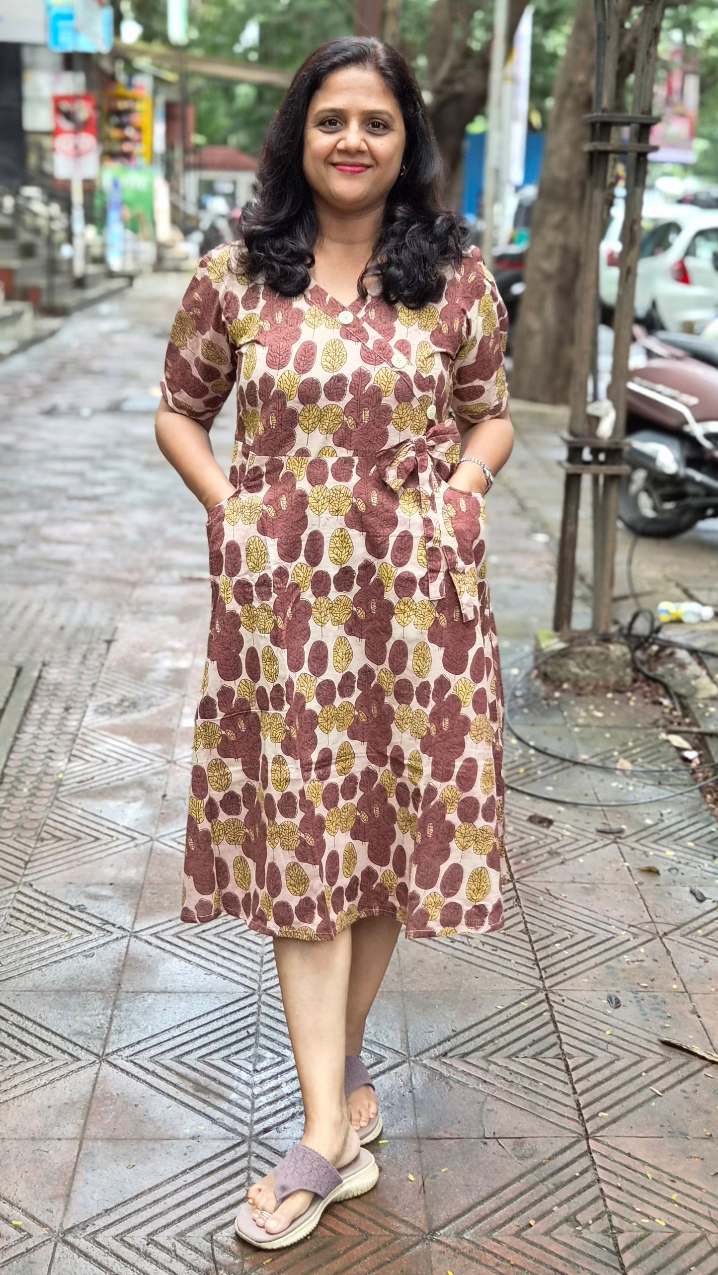 Brown Vanaspati Ajrakh Printed One Piece