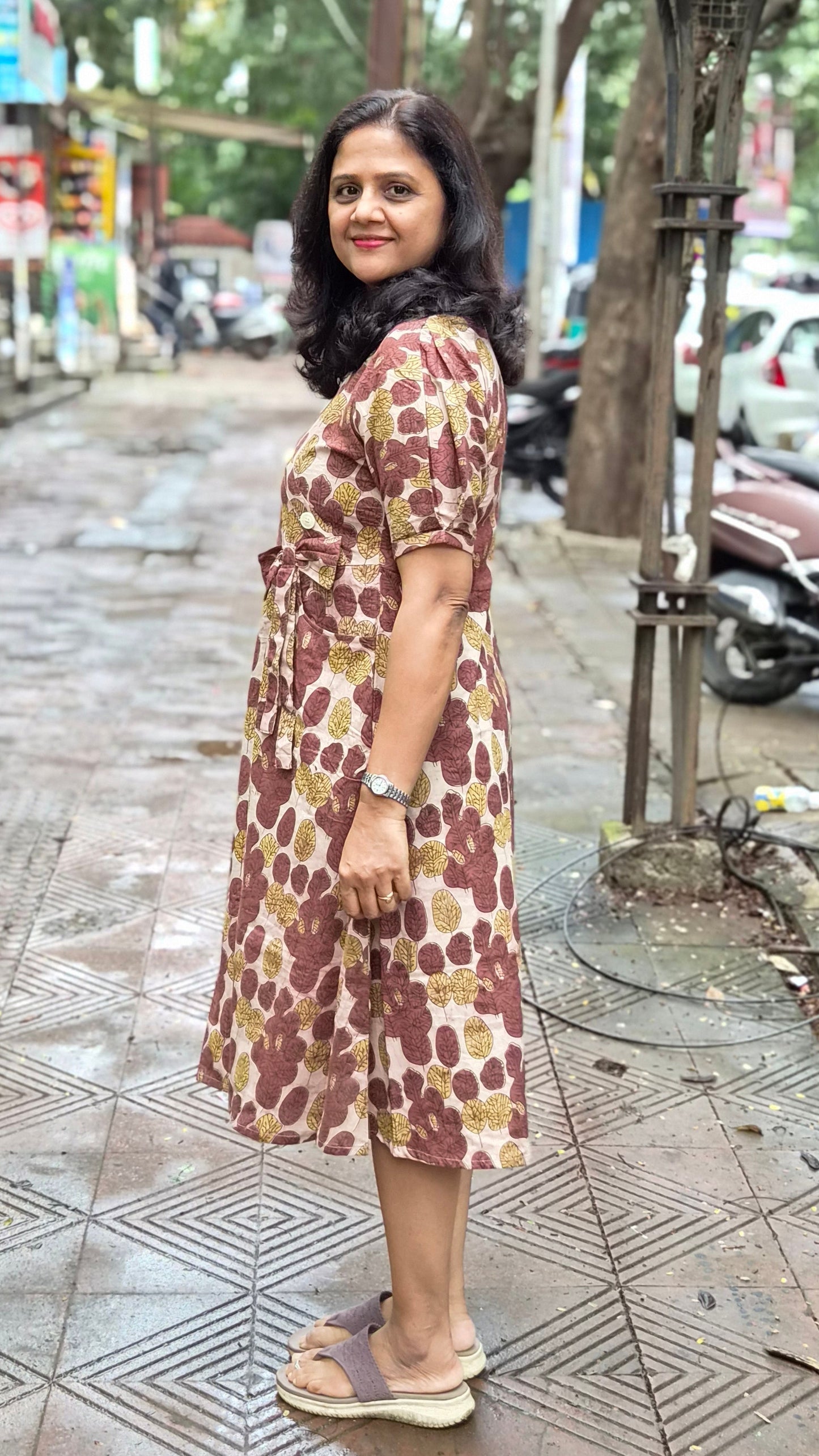 Brown Vanaspati Ajrakh Printed One Piece