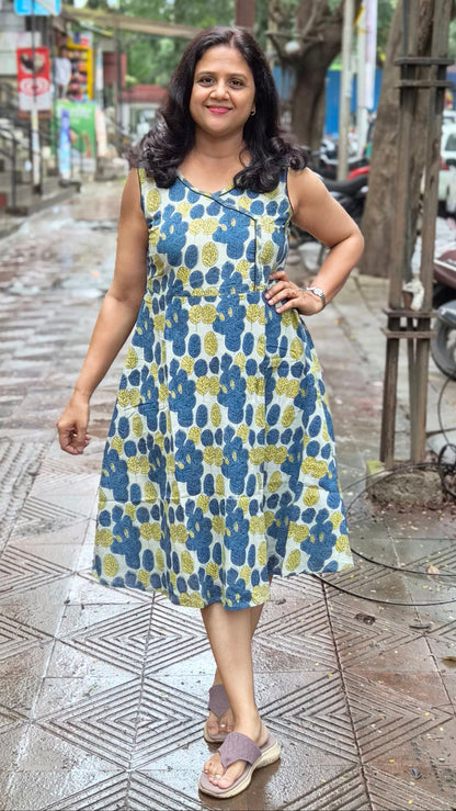 Blue Vanaspati Ajrakh Printed One Piece