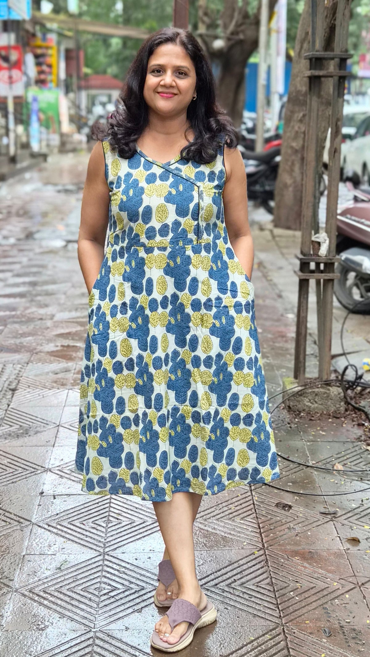 Blue Vanaspati Ajrakh Printed One Piece