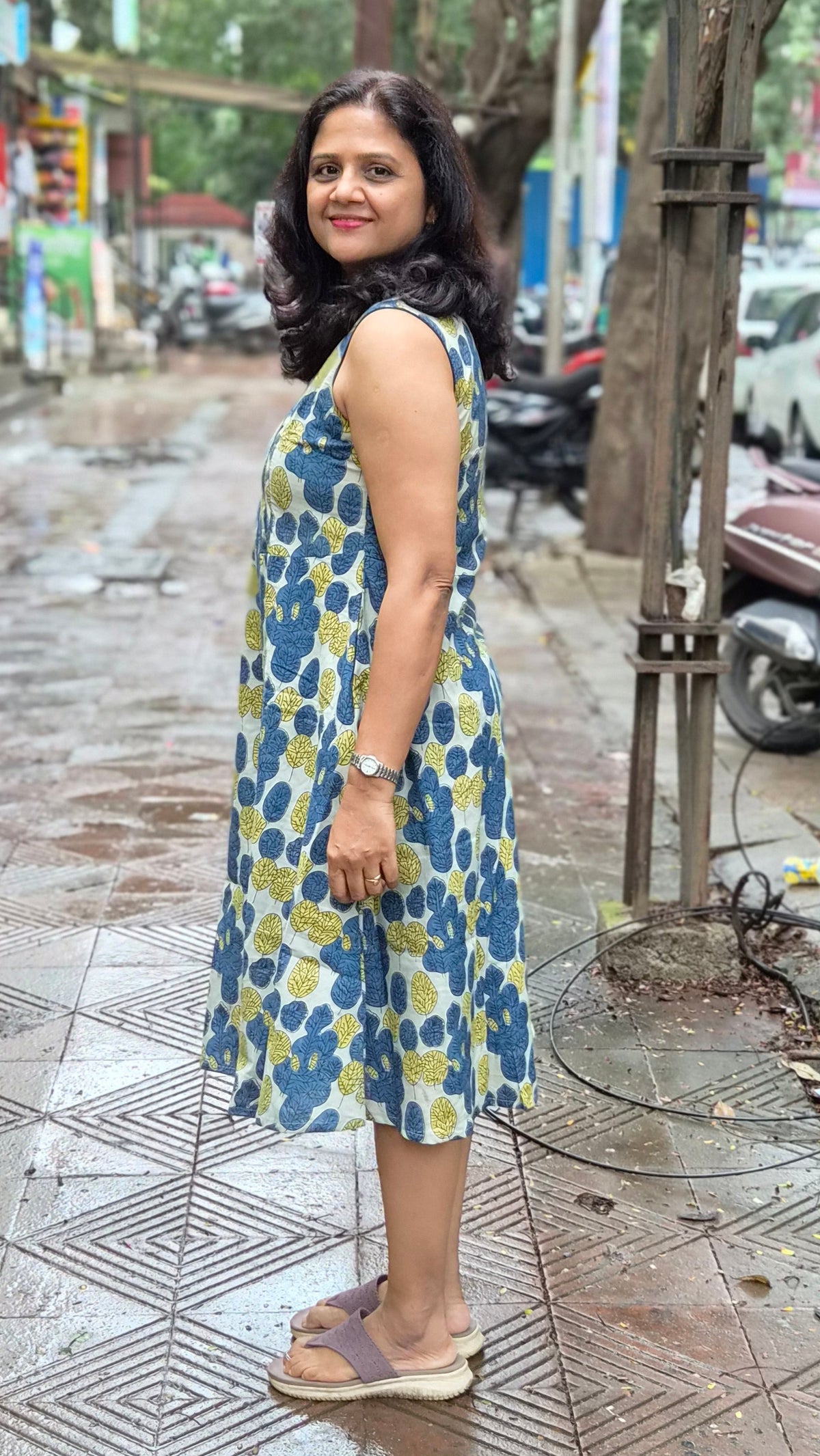 Blue Vanaspati Ajrakh Printed One Piece