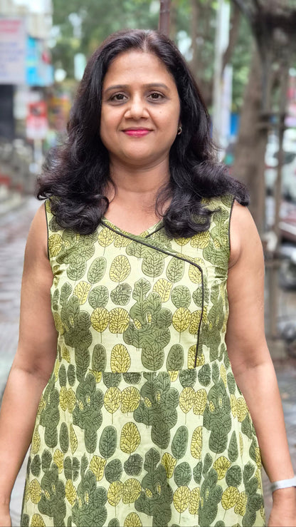 Mehendi Green Vanaspati Ajrakh Printed One Piece