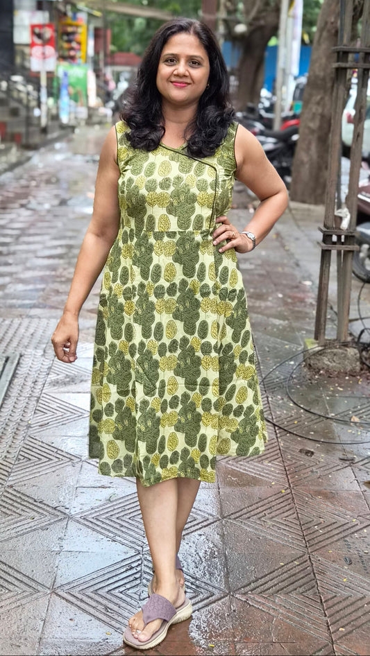 Mehendi Green Vanaspati Ajrakh Printed One Piece