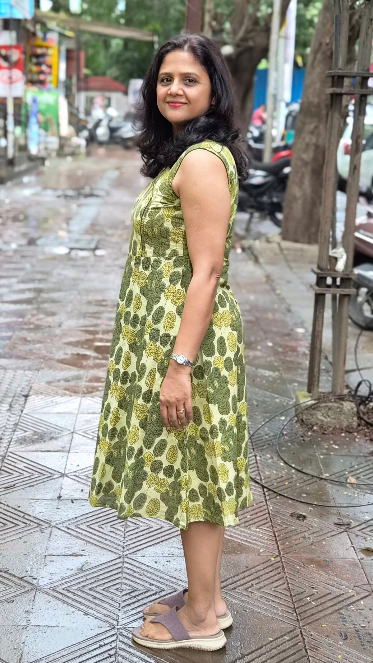 Mehendi Green Vanaspati Ajrakh Printed One Piece