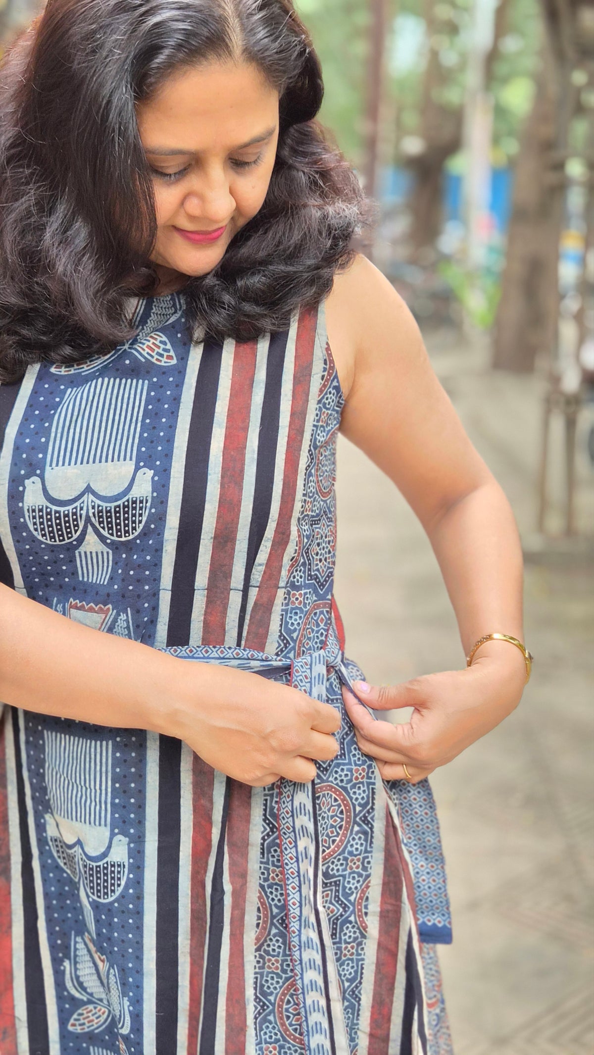 Indigo Hand Block Printed Ajrakh One Piece