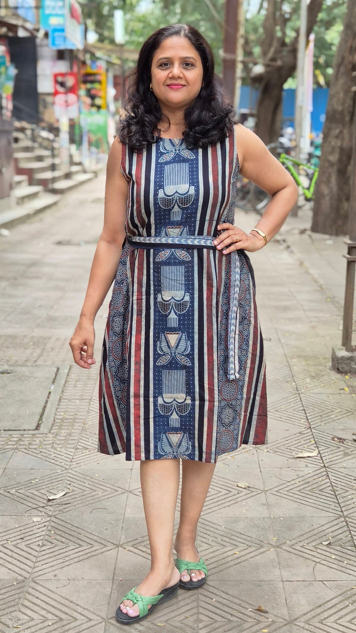 Indigo Hand Block Printed Ajrakh One Piece