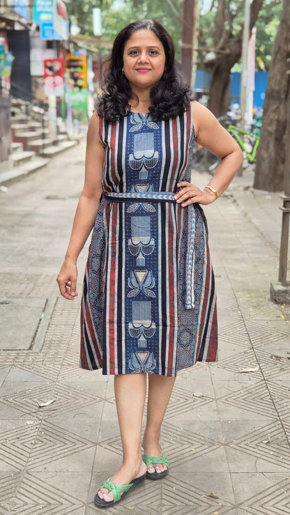Indigo Hand Block Printed Ajrakh One Piece