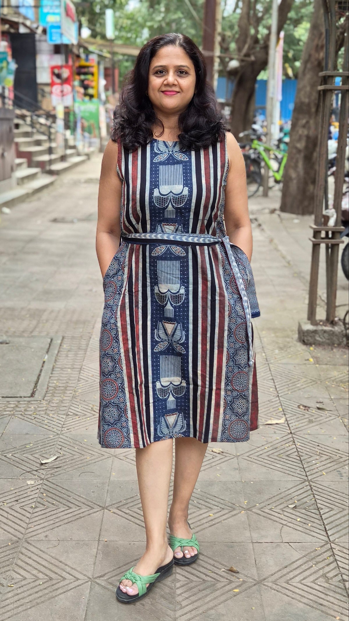 Indigo Hand Block Printed Ajrakh One Piece