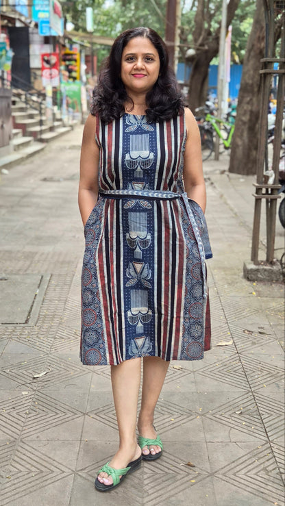 Indigo Hand Block Printed Ajrakh One Piece