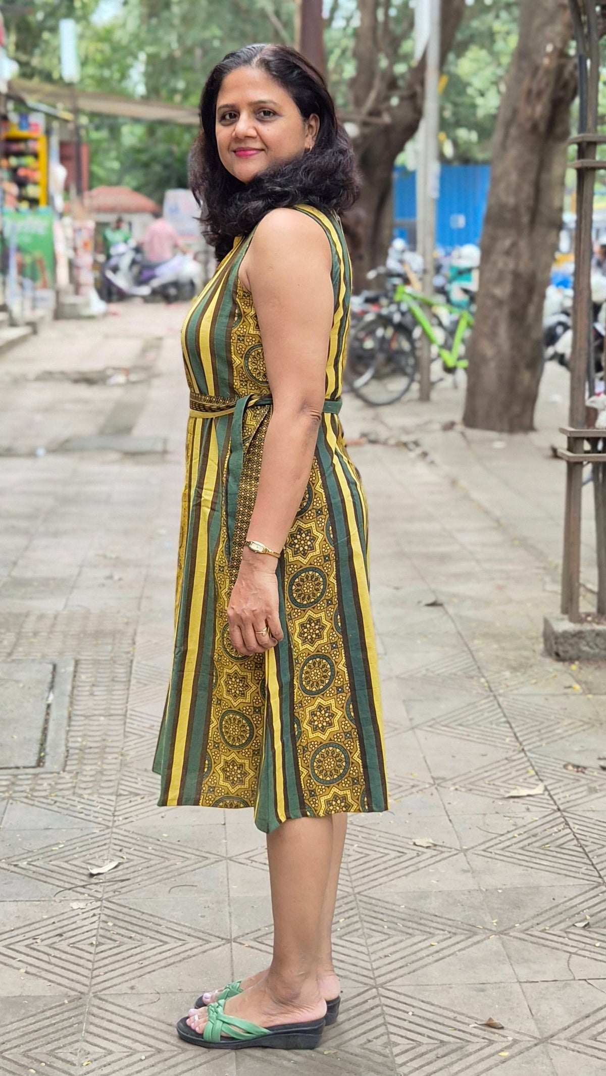 Mustard Yellow Hand Block Printed Ajrakh One Piece