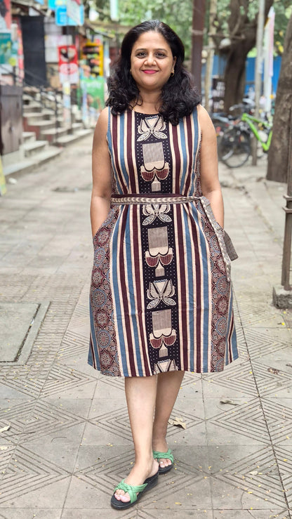 Black Hand Block Printed Ajrakh One Piece