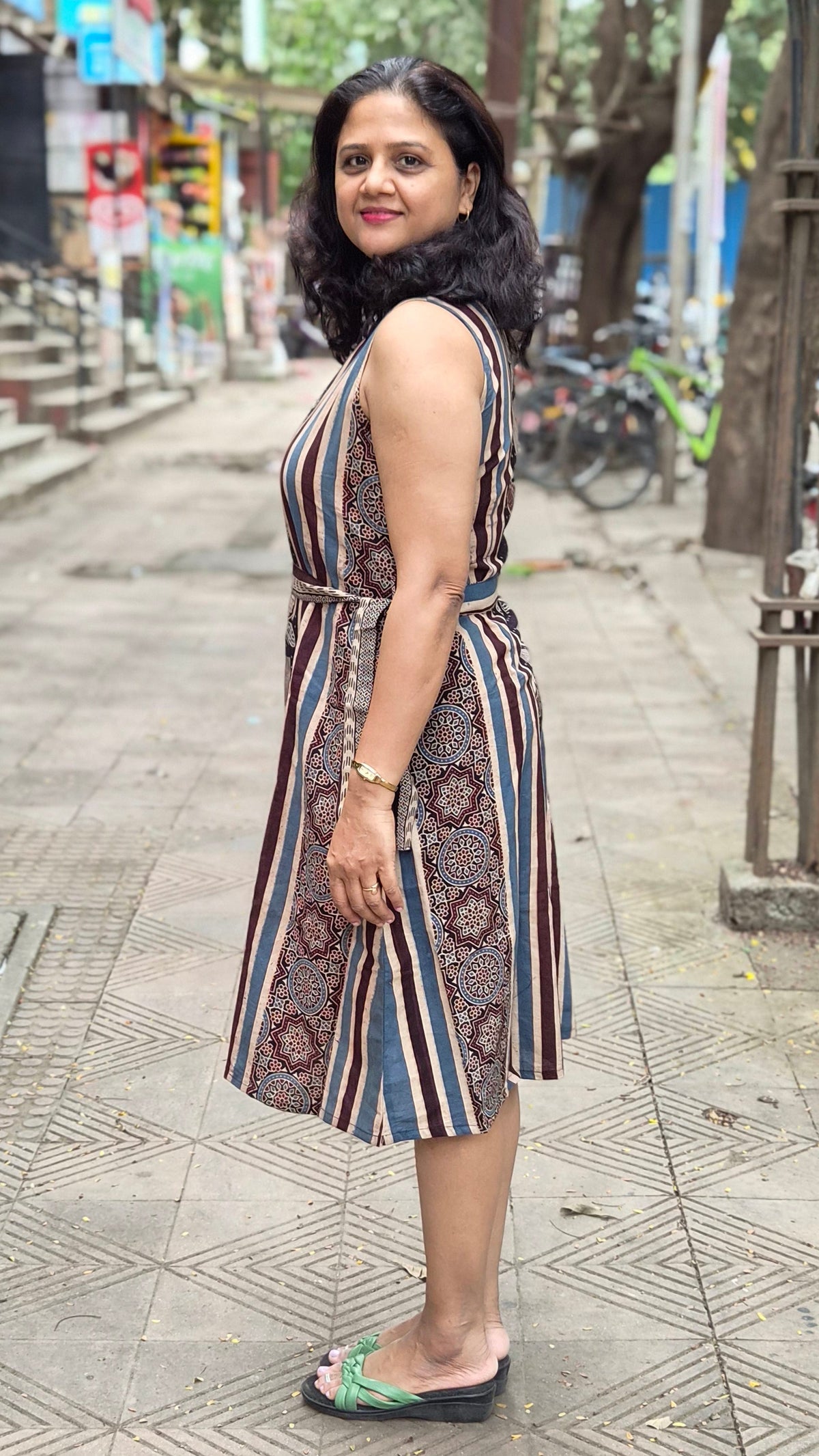 Black Hand Block Printed Ajrakh One Piece