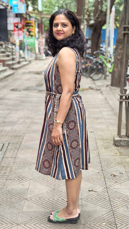 Black Hand Block Printed Ajrakh One Piece