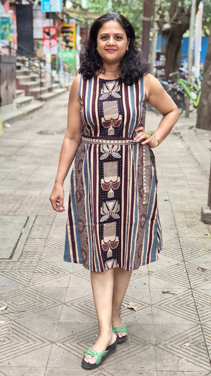 Black Hand Block Printed Ajrakh One Piece