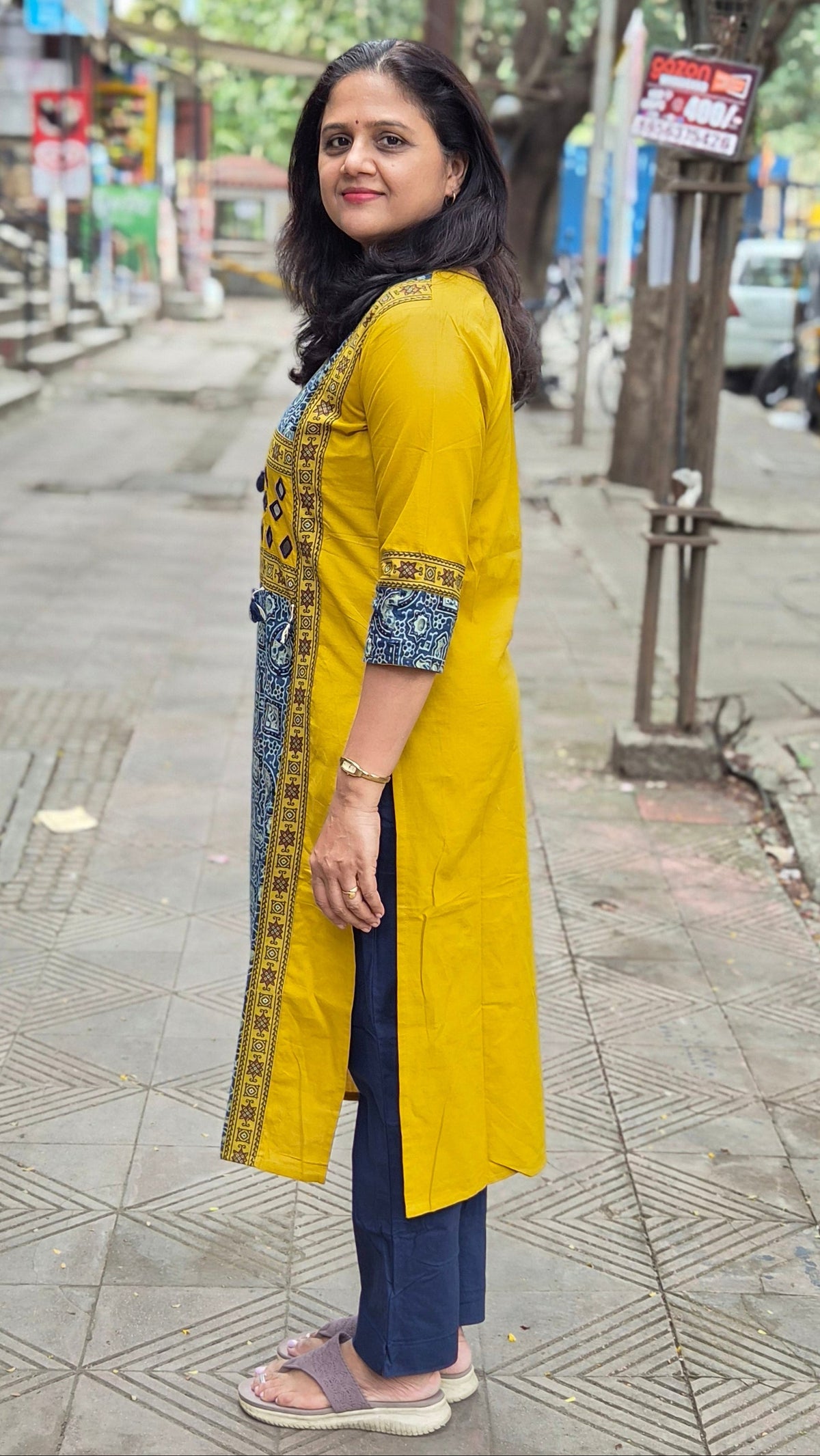 Mustard Yellow Pure Cotton Ajrakh Kurta