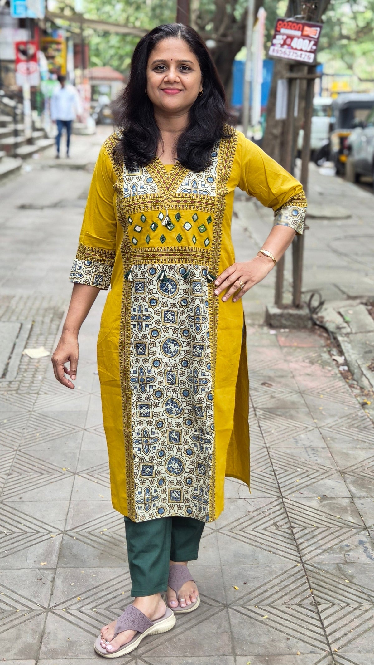 Mustard Yellow Pure Cotton Ajrakh Kurta