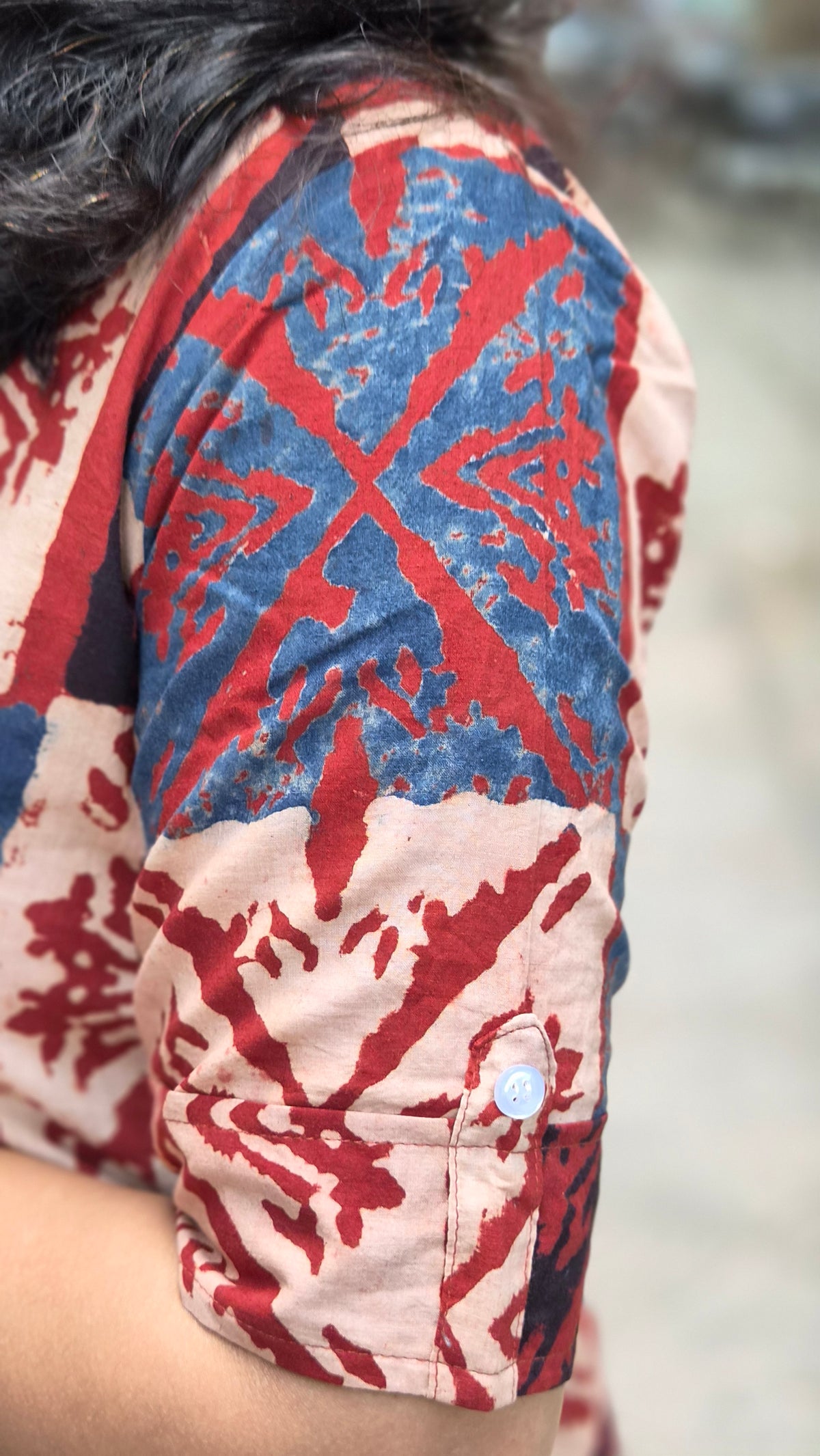 Maroon Handblock Ajrakh Cotton Kurta